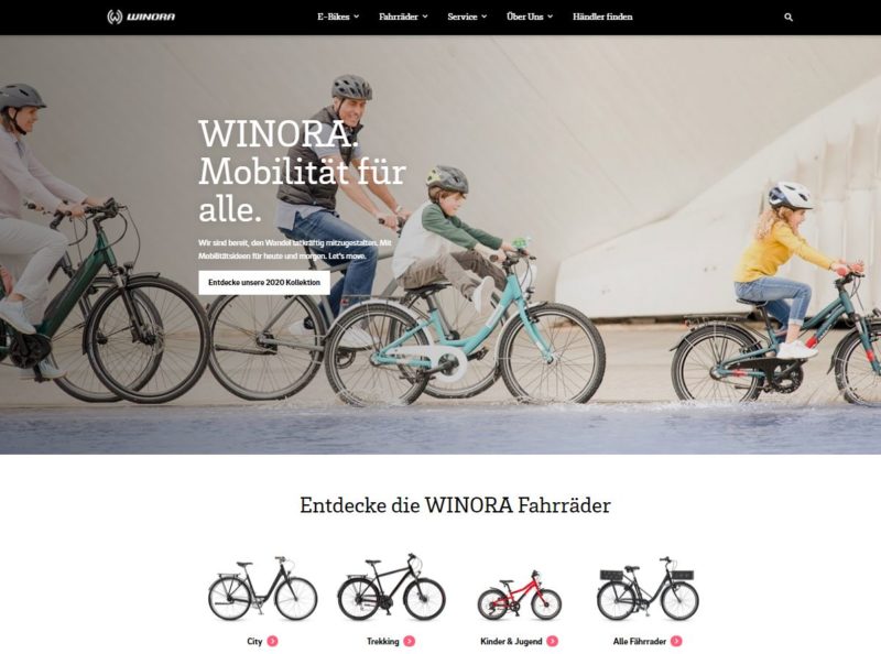 Klantcase Accell Group - Screenshot Winora homepage
