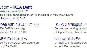 Google Adwords sitelinks - voorbeeld IKEA 1